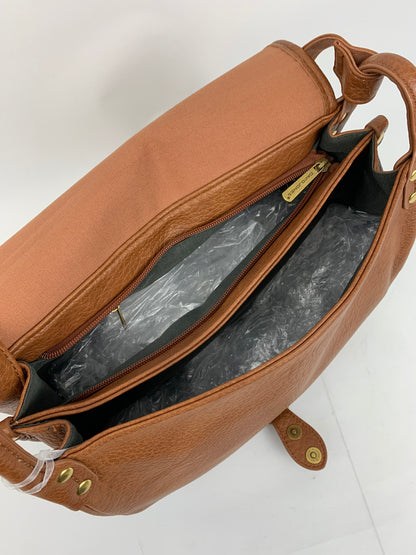 BERLIN BROWN- Soft faux leather saddle crossbody bag large