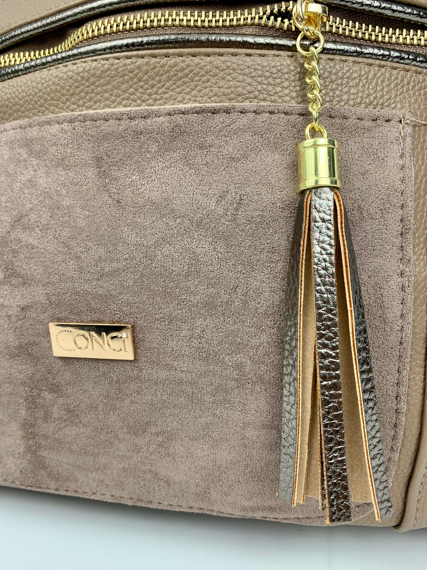 VERONA TAUPE- Soft faux leather shoulder bag large