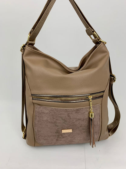 VERONA TAUPE- Soft faux leather shoulder bag large