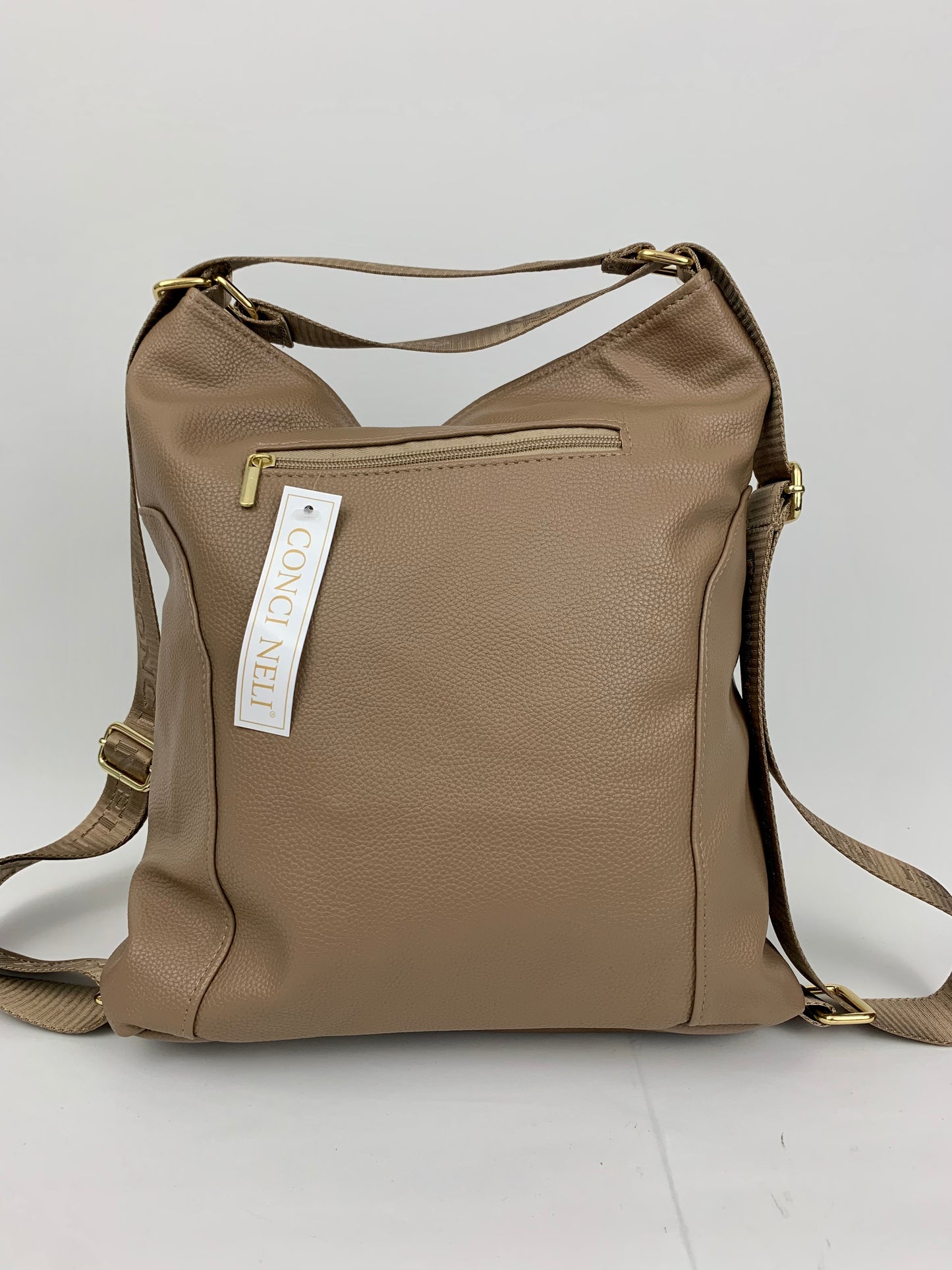 VERONA TAUPE- Soft faux leather shoulder bag large