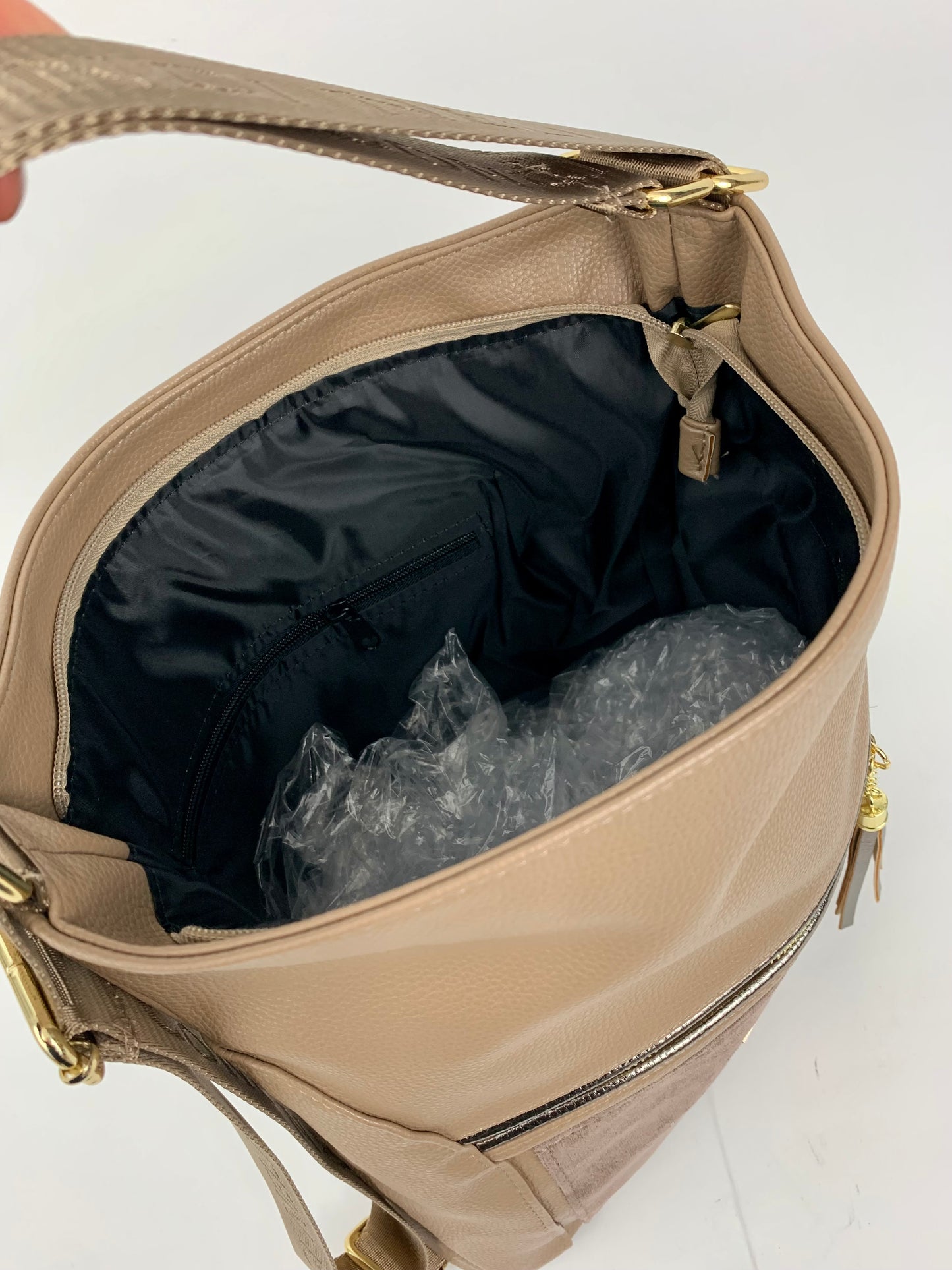 VERONA TAUPE- Soft faux leather shoulder bag large