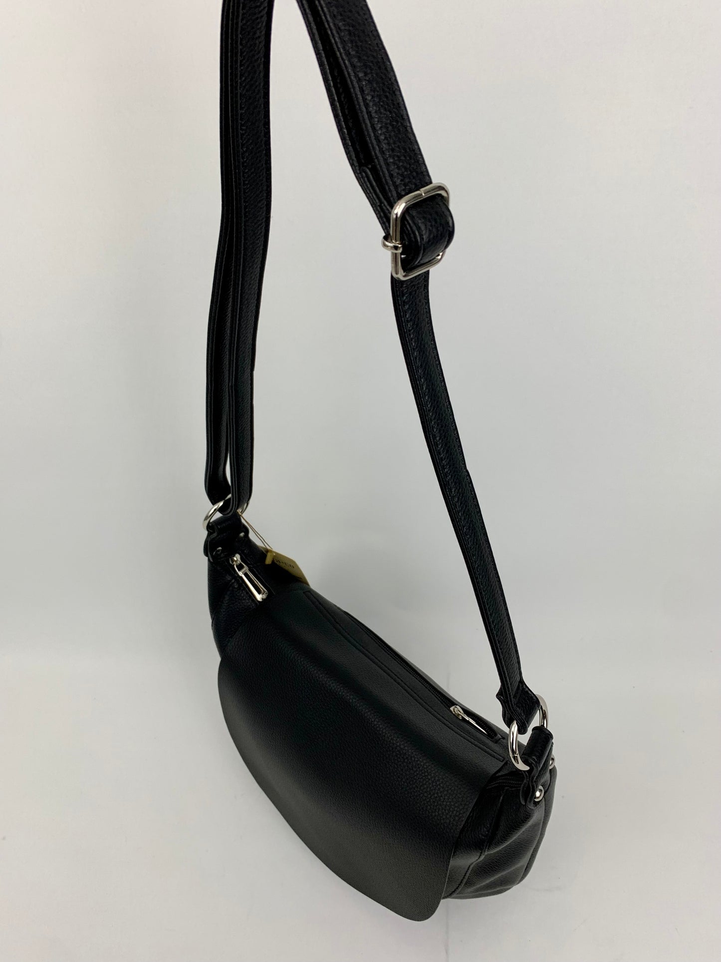 MIAMI BLACK - Soft faux leather saddle crossbody bag