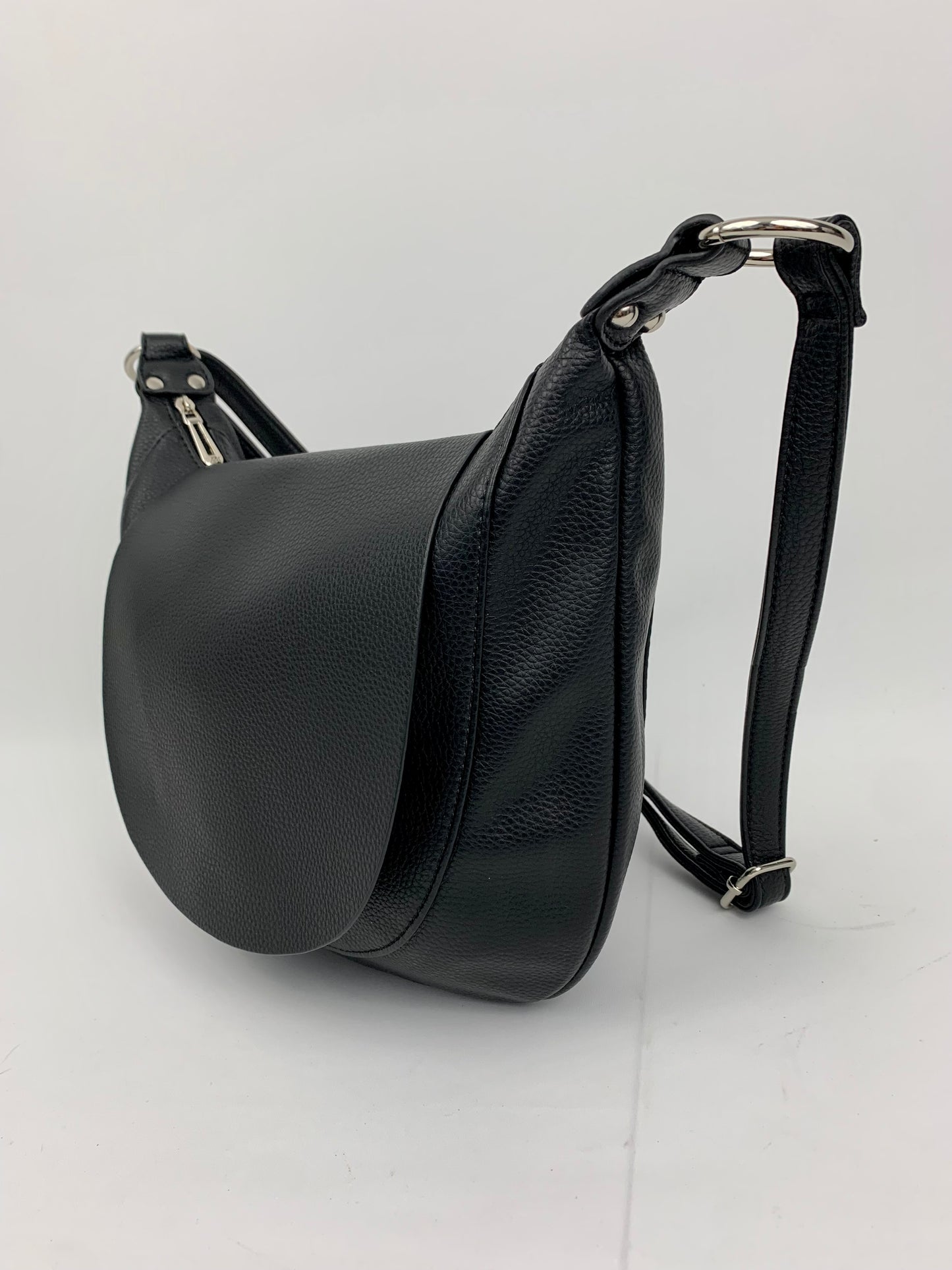 MIAMI BLACK - Soft faux leather saddle crossbody bag