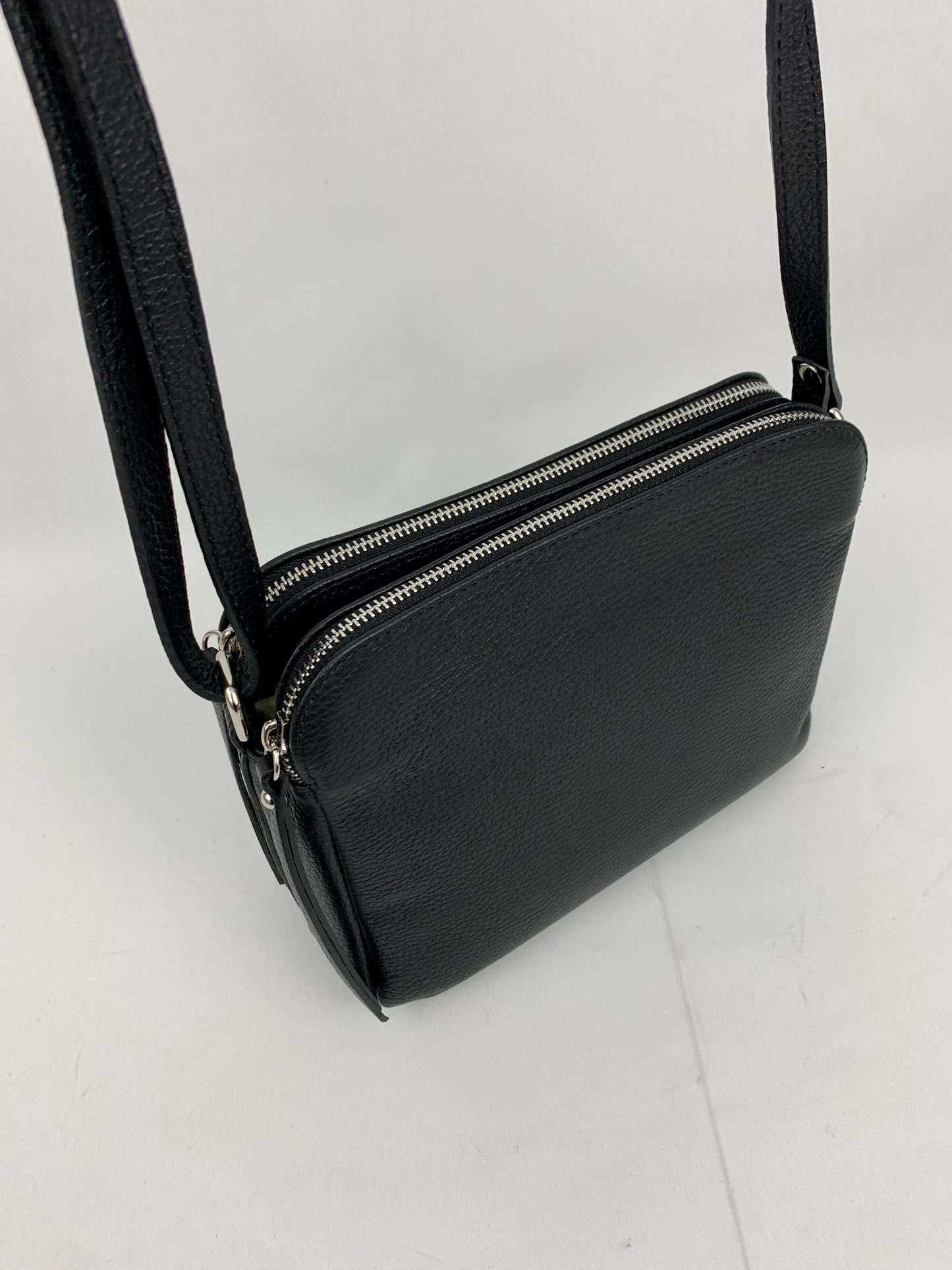 GENOA - Italian Genuine leather crossbody bag - black
