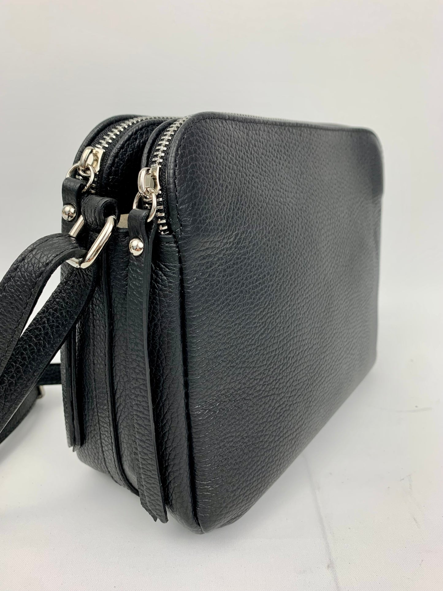 GENOA - Italian Genuine leather crossbody bag - black