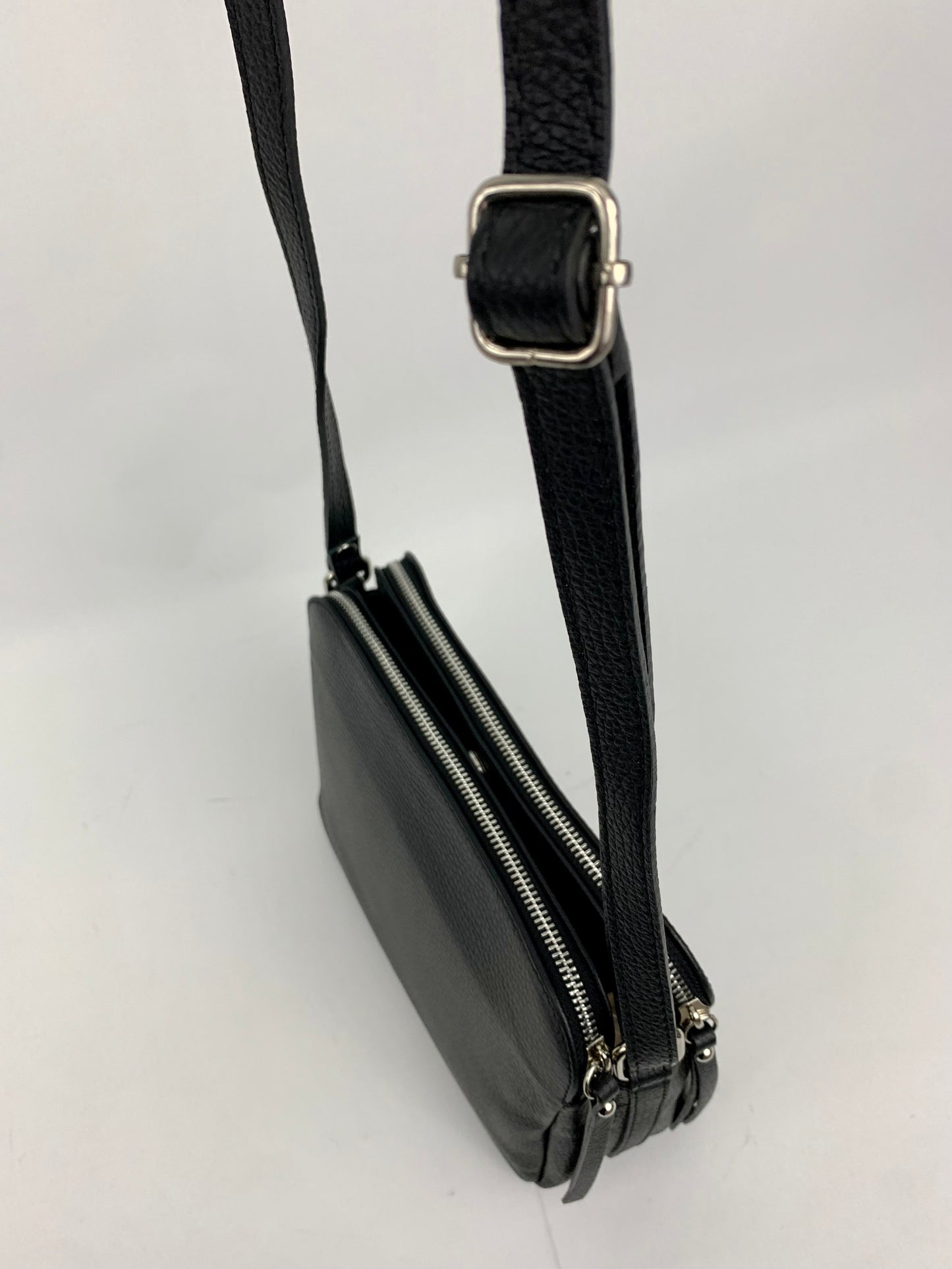 GENOA - Italian Genuine leather crossbody bag - black