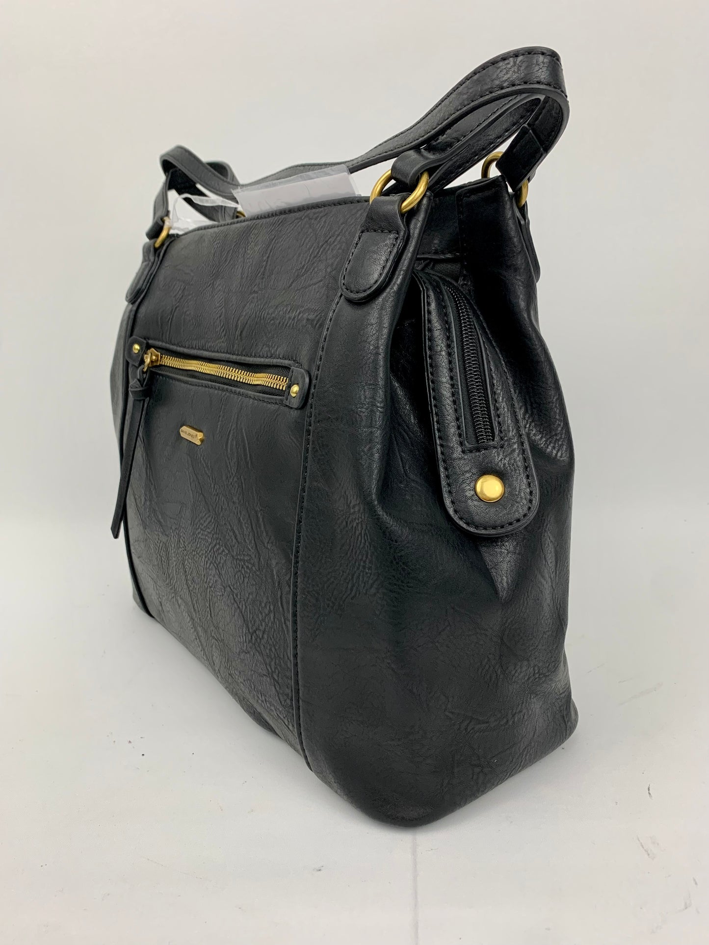 LOS ANGELES - faux leather large trapeze shoulder handbag