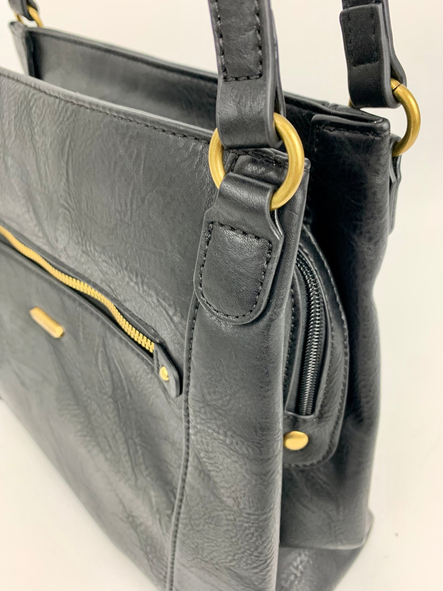 LOS ANGELES - faux leather large trapeze shoulder handbag