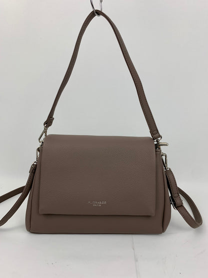 SAN REMO TAUPE - triple compartment faux leather crossbody/ shoulder handbag