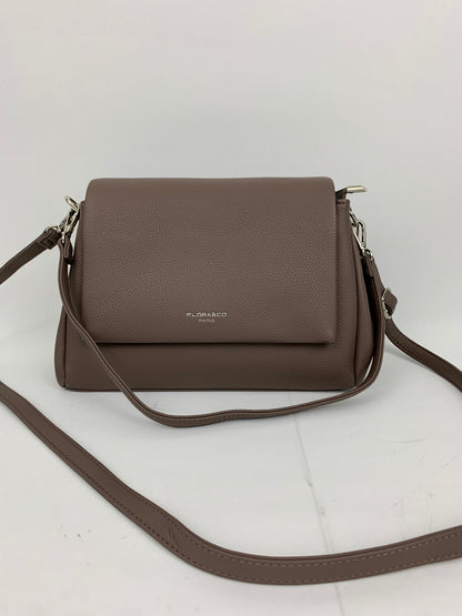 SAN REMO TAUPE - triple compartment faux leather crossbody/ shoulder handbag