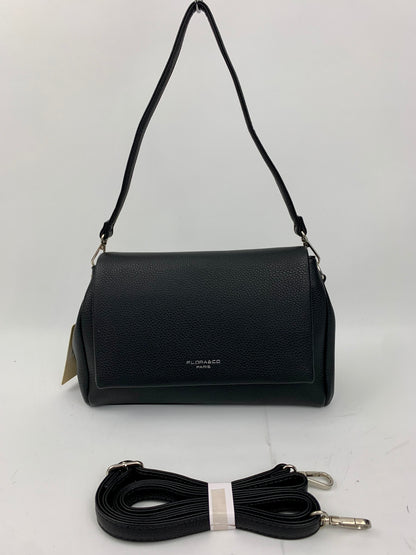 SAN REMO BLACK - triple compartment faux leather crossbody/ shoulder handbag