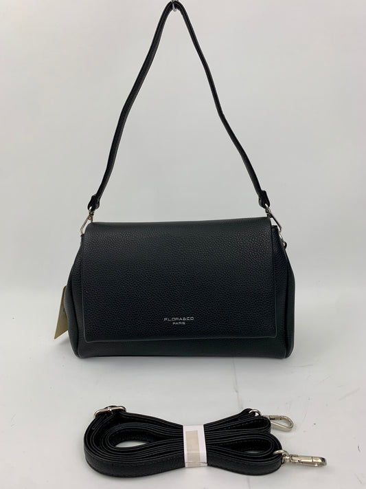SAN REMO BLACK - triple compartment faux leather crossbody/ shoulder handbag