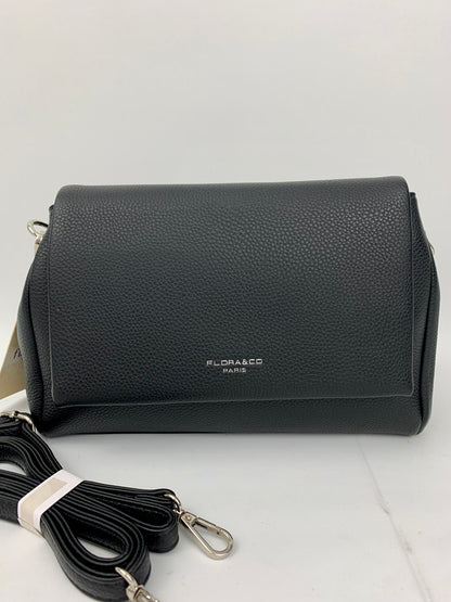 SAN REMO BLACK - triple compartment faux leather crossbody/ shoulder handbag