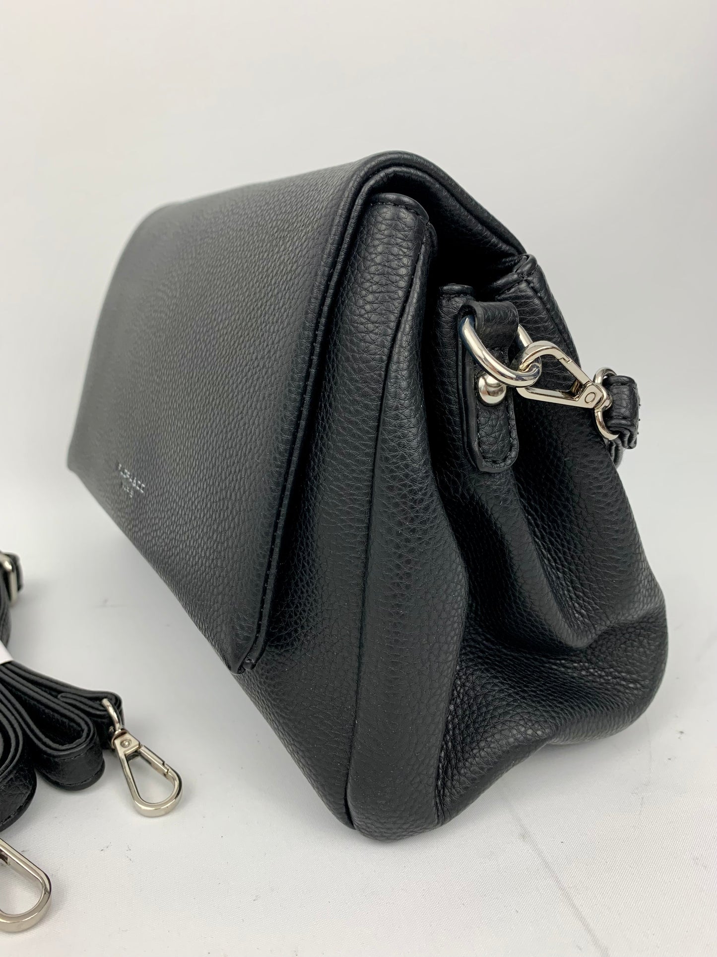 SAN REMO BLACK - triple compartment faux leather crossbody/ shoulder handbag