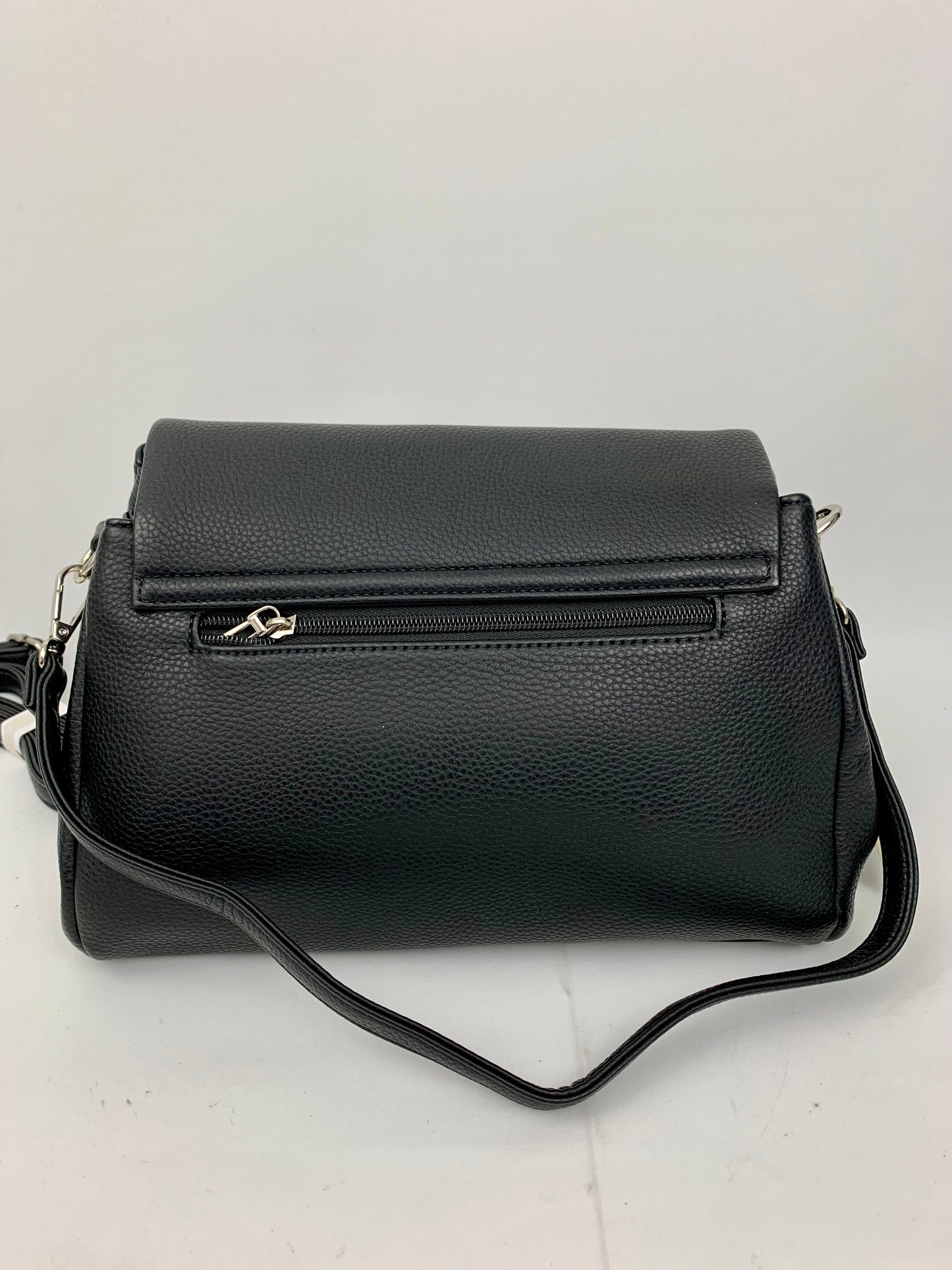 SAN REMO BLACK - triple compartment faux leather crossbody/ shoulder handbag