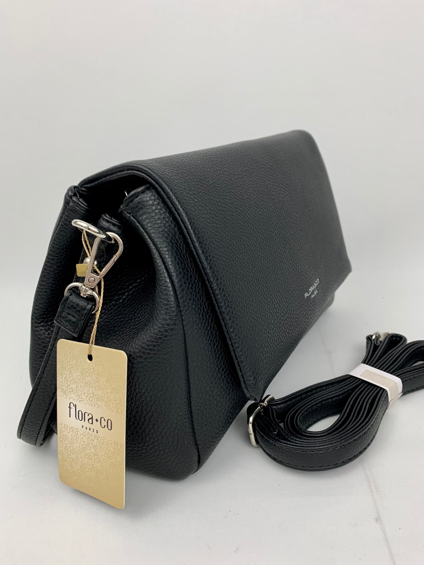 SAN REMO BLACK - triple compartment faux leather crossbody/ shoulder handbag