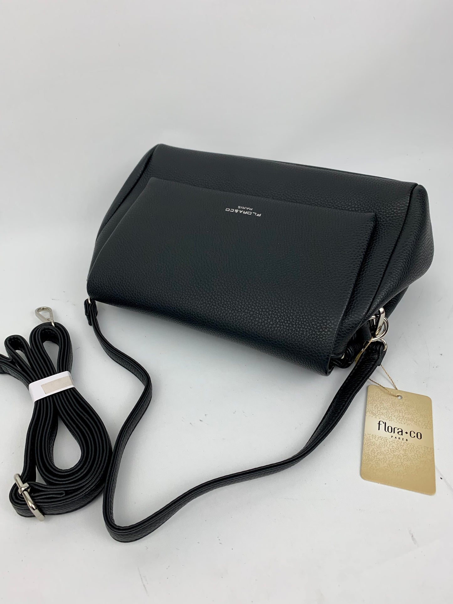 SAN REMO BLACK - triple compartment faux leather crossbody/ shoulder handbag