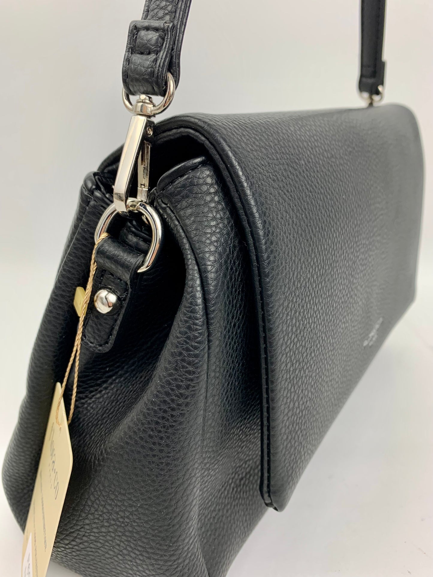 SAN REMO BLACK - triple compartment faux leather crossbody/ shoulder handbag