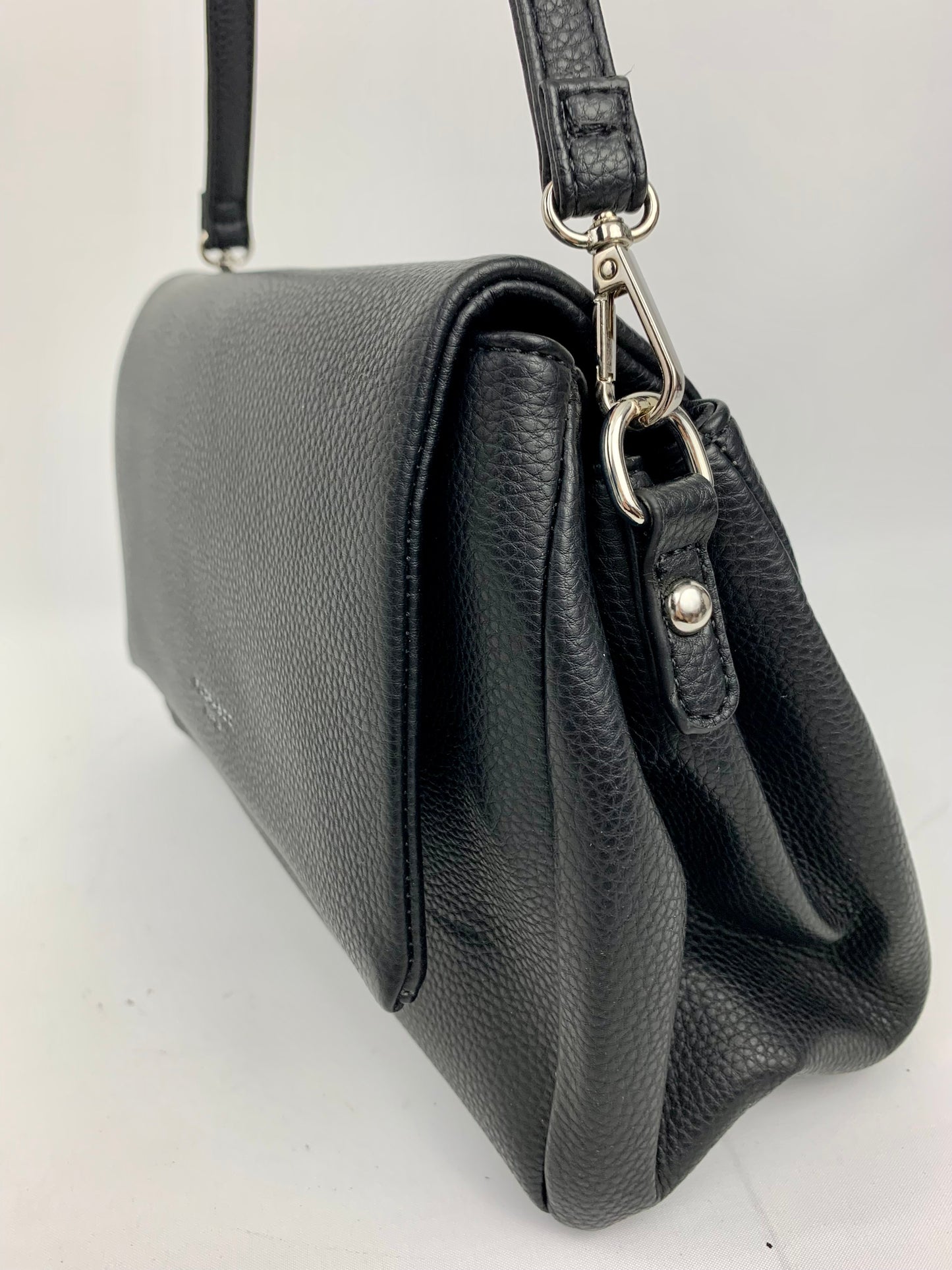 SAN REMO BLACK - triple compartment faux leather crossbody/ shoulder handbag