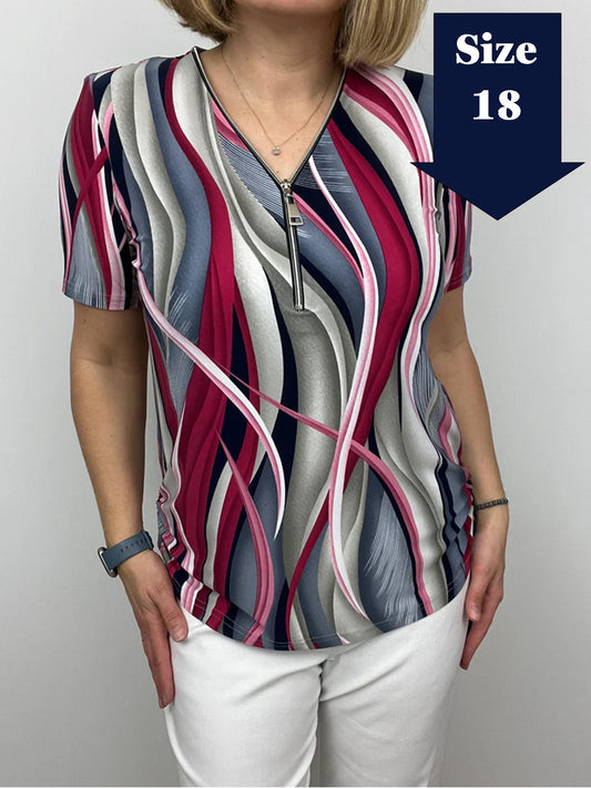 ALEXANDRA short sleeve zip top