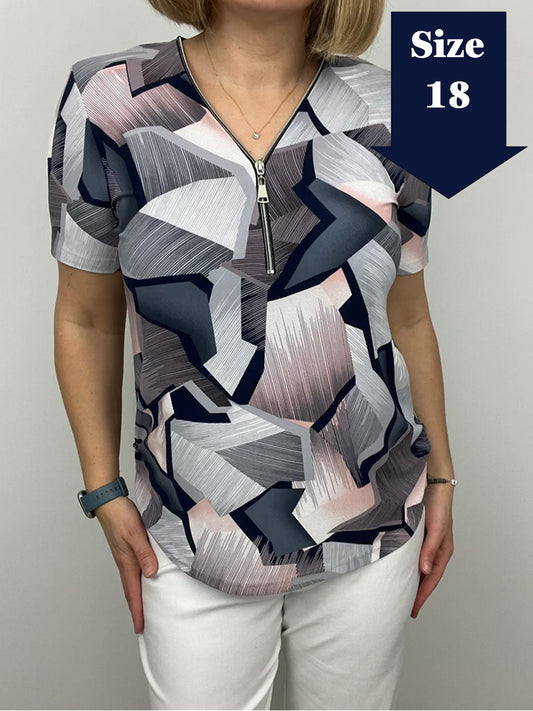 BECKY short sleeve zip top