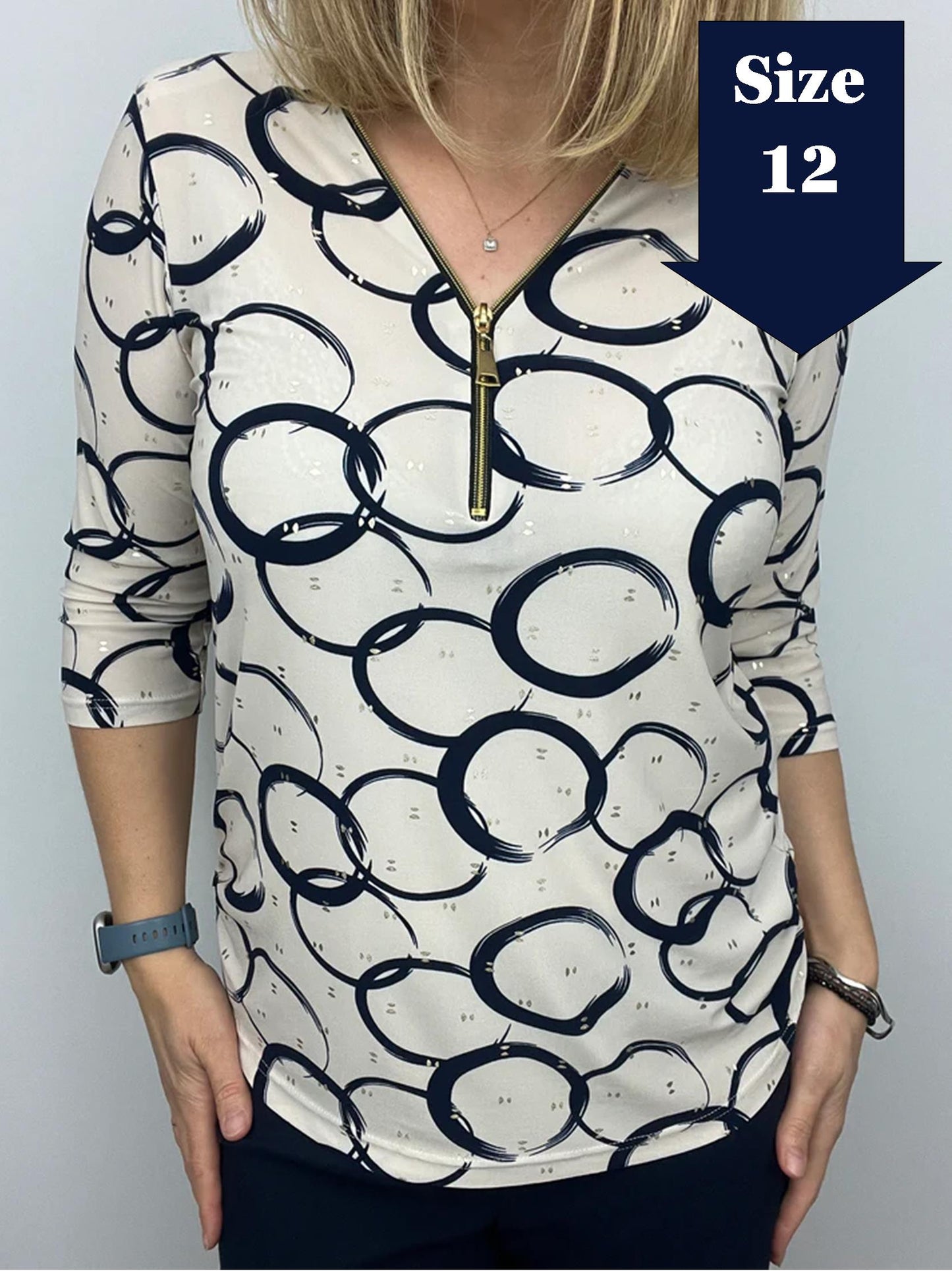 CASEY zip top 3/4 sleeve