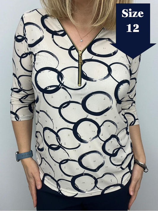 CASEY zip top 3/4 sleeve