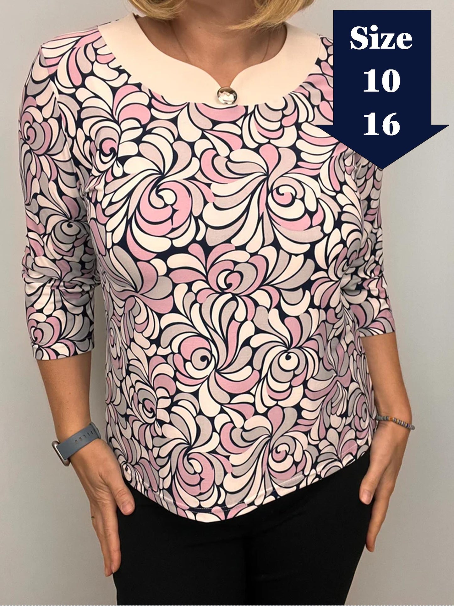 ELLA top with cream neckline