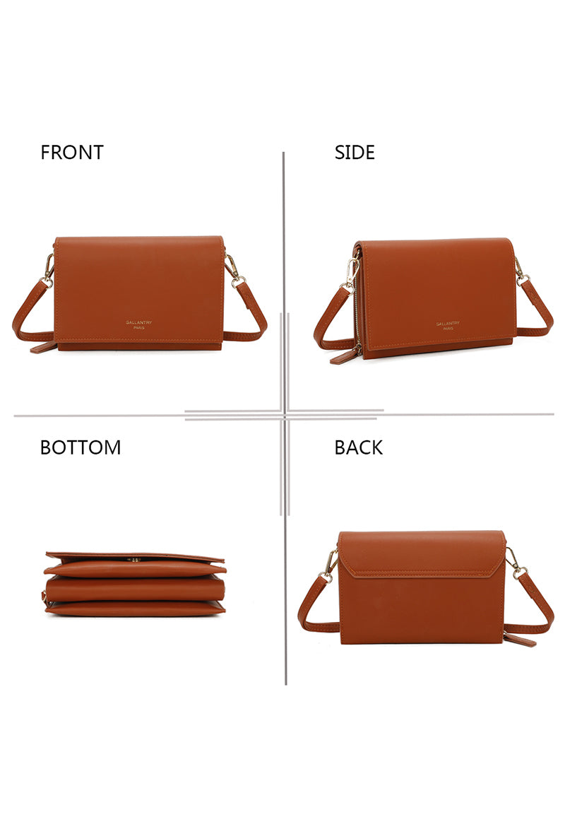 MUNICH BROWN - faux leather shoulder/crossbody bag small
