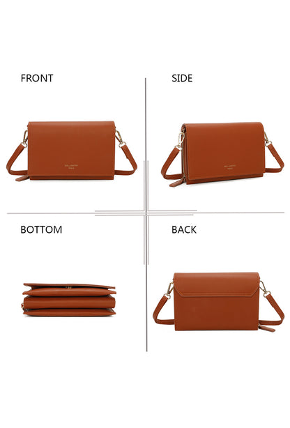 MUNICH BROWN - faux leather shoulder/crossbody bag small
