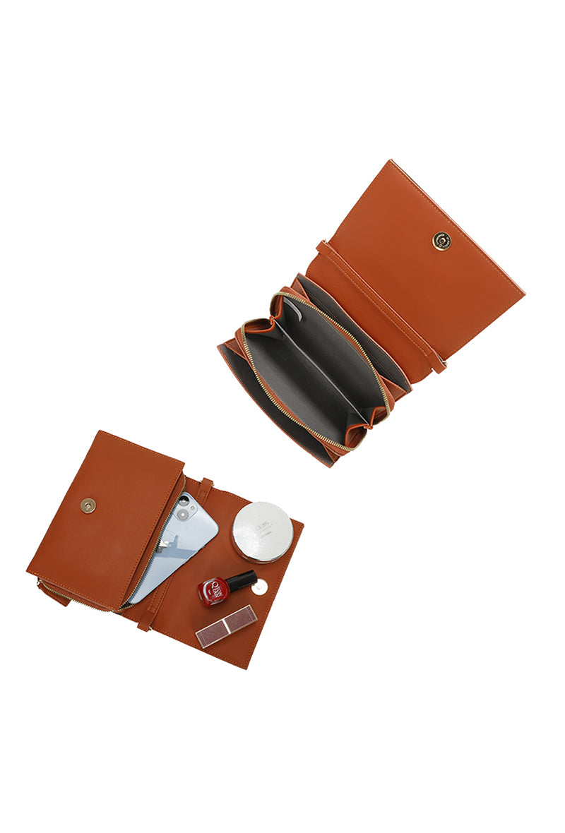MUNICH BROWN - faux leather shoulder/crossbody bag small