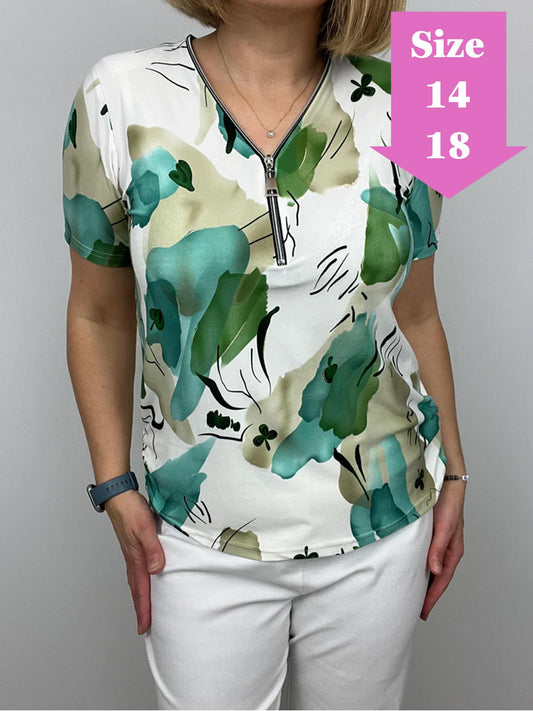 GEORGIA short sleeve zip top