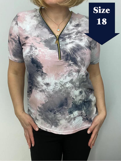HANNAH short sleeve zip top
