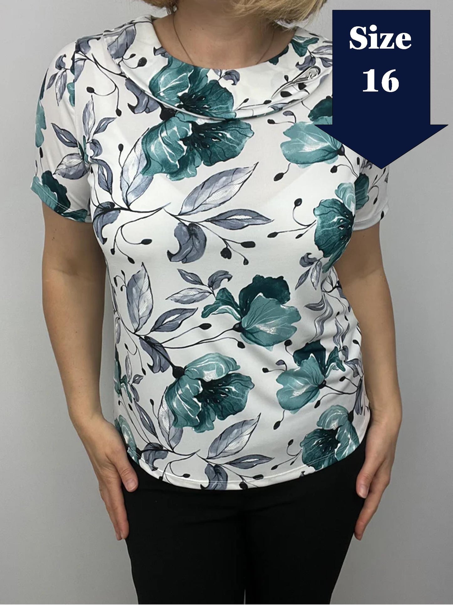 JADE Top with flat cowl neck and detachable brooch