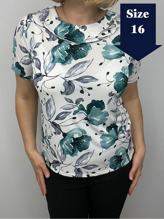 JADE Top with flat cowl neck and detachable brooch
