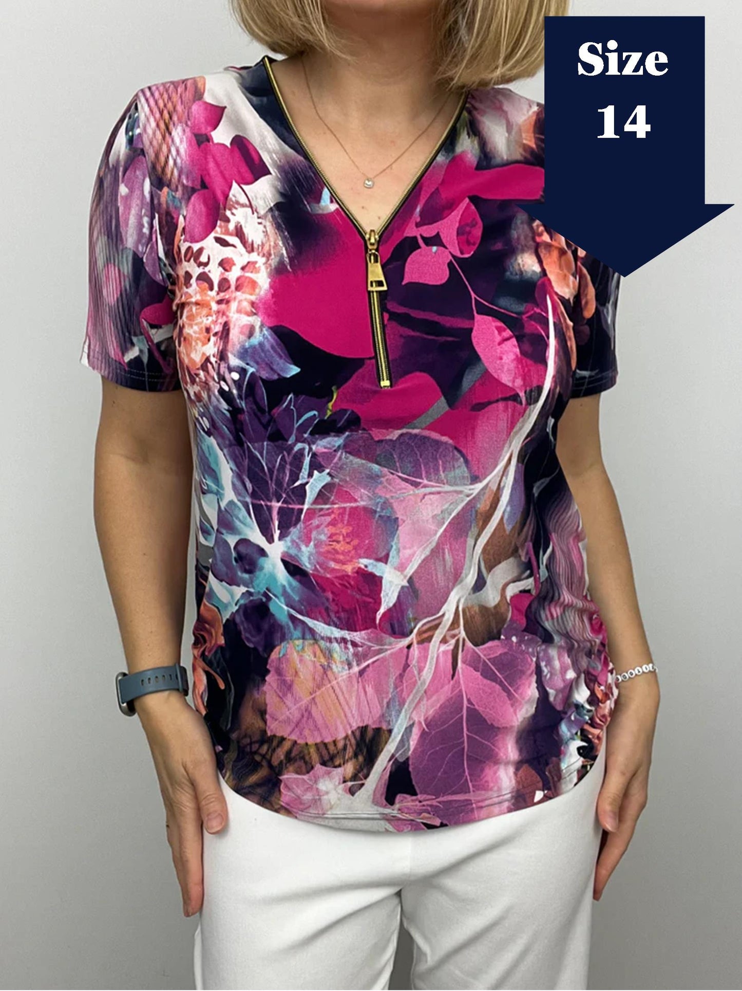 NIAMH short sleeve zip top