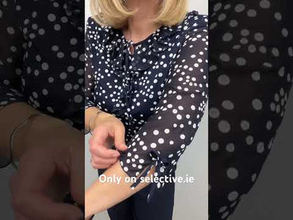 FAITH ruffle top polka dot navy/white
