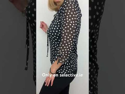 SHAUNA ruffle top polka dot black/white