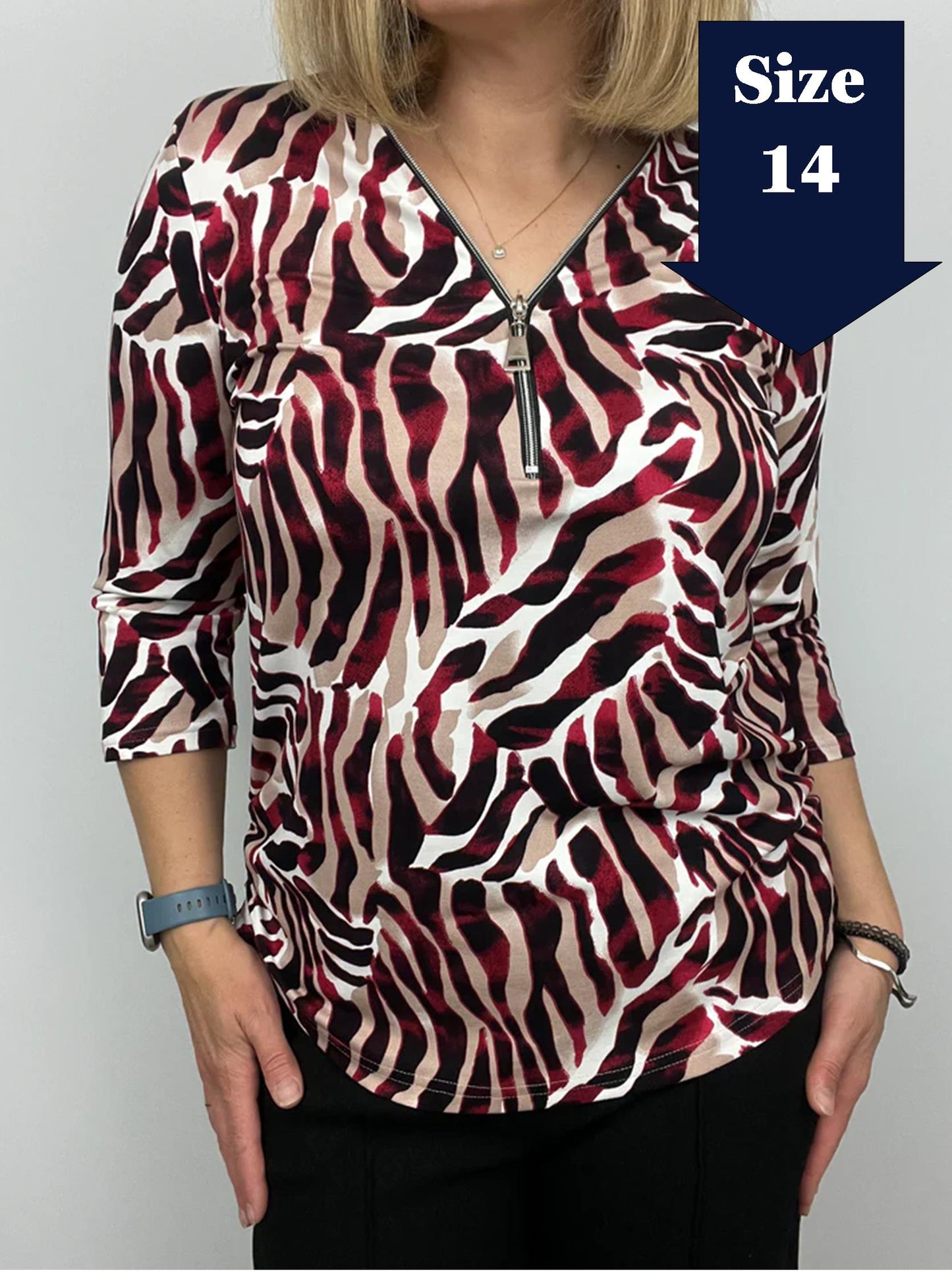 STEPHANIE zip top 3/4 sleeve