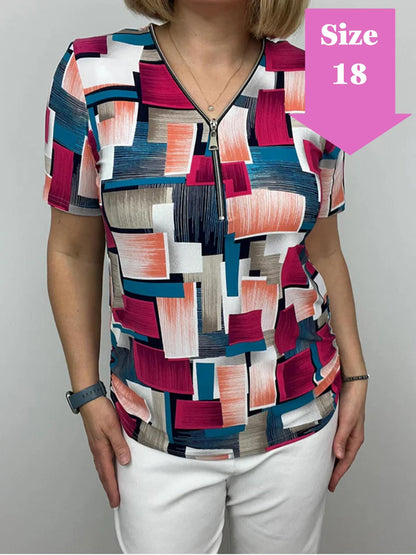 SUMMER short sleeve zip top