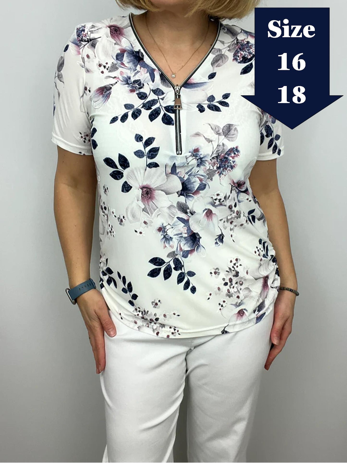 TORI short sleeve zip top